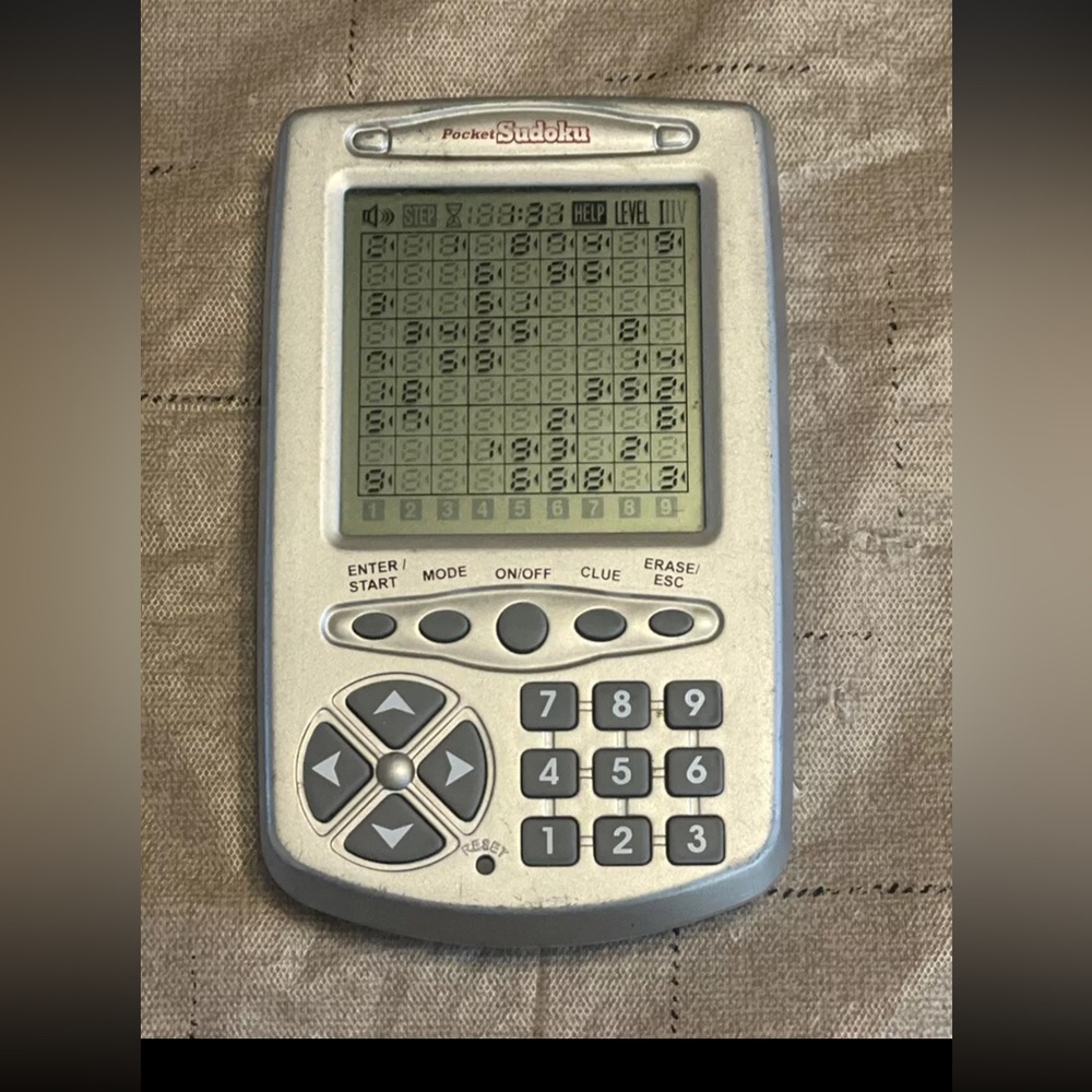 Pocket Sudoku Handheld Electronic Game Silver (Tested Working) Batteries Retro